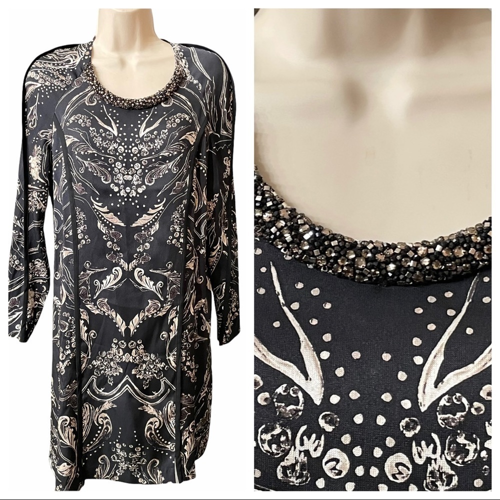 3.1 Phillip Lim Black‎ Printed Silk Shift Dress Size 2